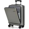 TydeCkare Trolley Bagaglio a Mano 55x40x20 cm, con Tasca Frontale, ABS+PC Rigido Ultraleggero Rigidità 4 Ruote Silenziose, Chiusura a Combinazione, Grigio Scuro