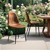 FurnitureR 4 sedie da tavolo da giardino in camoscio, sedia da esterno marrone, stile contemporaneo, materiale ferro verniciato, comfort e robustezza, ideale per giardino e terrazza