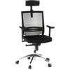 HJH Office 657240 Sedia da Ufficio PORTO MAX Tessuto/Rete, Poltrona Girevole ergonomica, Sostegno lombare regolabile, Nero