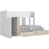 DEKIT GRUPO RIMOBEL Matt - Letto a Castello con 2 Letti giovanili, Colore Bianco/Naturale, 150x275x106 cm