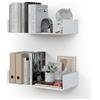 CASSA HOME DECOR CASSA KIVO Mensole a Sospensione a U in Metallo Set di 2, 43cm x 20cm Libreria per Camera da Letto, Soggiorno, Ufficio, Bagno, Cucina Moderno (Bianco)