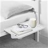 NCTNCX Ripiano per letto da agganciare, bianco, comodino da agganciare, con slot per cavi di ricarica, comodino, per divano, tutti gli oggetti laterali come poltrona, ca. 32 x 23,5 cm (bianco)