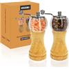 VEIZIBEE Macinatrice manuale per macinapepe，Macinazione manuale del sale，Lame in Ceramica Con Mulino Regolabile grossolano，Godetevi il Vostro Miglior Pepe Fresco Macinato Sali Marini，2pcs 6pollici