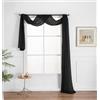 WPM WORLD PRODUCTS MART Tende eleganti in voile trasparente, per camera da letto e cucina, completamente cucite e orlate (nero, 96,5 x 548,6 cm)