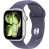 Apple Watch Series 11 GPS, Cassa 42 mm in alluminio color argento con Cinturino Sport viola nebbia - S/M