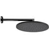 Bossini Soffione rotondo Doccia serie Cosmo Ø 280 mm con braccio tondo a muro colore nero opaco