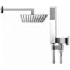 Bossini Kit Duplex Doccia con soffione quadro Tetis 20x20 cm con braccio a muro e doccetta Cube colore cromato