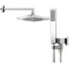 Bossini Kit Duplex Doccia con soffione quadro Cube 21x21 cm con braccio a muro + doccetta Cube e supporto colore cromato