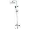 Bossini Colonna Doccia serie Tetis miscelatore termostatico + asta in ottone + soffione quadro + doccetta Cube colore cromato