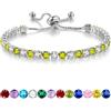 Sfoni Bracciale da tennis da donna, in argento Sterling 925, placcato con brillantini, con pietra portafortuna, in 12 colori, regolabile, per compleanno, Natale, regalo per donne e ragazze, 15.5 bis