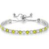 Bracciale Tennis Donna In Argento Sterling 925 Con Zirconi E Pietra Portafortuna - Sfoni, Regolabile, 12 Colori