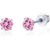 Limerencia G23 Orecchini Anallergici in Titanio con Zircone Cubica per Uomo Donna Bambina, Retro a Vite, Senza Nichel per Orecchie Sensibili (5mm, Rosa)
