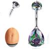 limerencia 14G Piercing Ombelico Titanio, Navel Piercing Ipoallergenico Piercing Medico Ombelico Interno con Teardrop Opal CZ per Donne