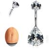 Limerencia 14G Titanio Navel Piercing Ipoallergenico Ombelico Interno con Teardrop Opal CZ per Donne