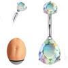 Limerencia 14G Ombelico Titanio, Navel Ipoallergenico Medico Interno con Teardrop Opal CZ per Donne