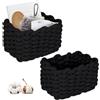 DBAATTZ Cestini Portaoggetti, 2 Pezzi Nero Cestini Portaoggetti in Corda di Cotone Intrecciato, 19x15x12cm Cestino Portaoggetti da Bagno, Cesto Portaoggetti in Corda di Cotone Intrecciata, per Bagno,Soggiorno