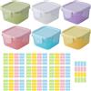 QFEHTHSK Mini Frutta E Verdura Da 6 Pezzi, 32 Adesivi Rettangolari Colorati, Piccoli Contenitori Per Alimenti, Mini Contenitori Per Congelatore, Frutta E Verdura Resistente Al Calore