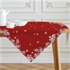 Kiatuniya Tovaglia Natalizia Rossa Fiocchi di Neve Natale Quadrata Tovaglie Natalizie Aspetto Lino Centrotavola Moderna Natale Biancheria da Tavola Invernale Festa Cucina Tavolo Decorazione 85x85 cm