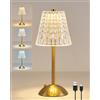 HARPER LIVING Lampada da tavolo ricaricabile, lampada da tavolo a LED a batteria, dimmerabile e 3 colori, finitura oro lucido, lampade touch senza fili per camera da letto, soggiorno, bar, ristorante
