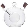 INTIRILIFE 2-in-1 Dispenser di aceto e olio in vetro con due aperture - 350 ml / 60 ml capacità - 13 x 10.5 x 11.5 cm - Bottiglia d'olio con tappo, decorativa