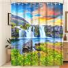 Xiaoterna Tenda da doccia primavera Lago verde Estate Cascata Tenda da bagno Natura Scenario Montagna Tramonto Cascata Tenda da doccia fiori Tessuto impermeabile lavabile in lavatrice 180x220cm