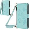 BLOTECH Custodia in Pelle per Blackview A52 Flip Cover con chiusura magnetica,tasca con cerniera, in pelle PU,con 5 scomparti per carte di credito,con Cinturino da Polso Magnetica Fiore Cover Blu