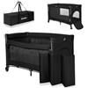 Lionelo Ellen Lettino da Viaggio 3 in 1 - Culla Co-Sleeping con Fianco Abbassabile, Box Bambini con Materasso a 2 Livelli, 125 × 65 × 78 cm, Uscita Laterale Zip, Ruote con Freno, Borsa da Trasporto