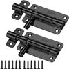 Feruchun 2 Pezzi Chiavistello Porta,Chiavistelli Scorrevoli,Catenacci per Porte in Legno e Ferro Finestre Recinzioni (nero)