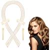 Meinraum Bigoodino Fascia Bigodino Capelli, Heatless Hair Curler, Silk Morbida Curlers di Raso con 2 Clips, 2 Elastici, Bigodino Lungo per Boccoli per Dormire Durante la Notte (Beige)
