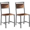 VEVOR Set di 2 Sedie da Pranzo, Sedie da Tavolo in Legno con Struttura e Schienale in Metallo, Sedie Laterali in Pelle, Sedia Moderna in Noce Stile Fattoria per Cucina e Soggiorno, Marrone e Nero
