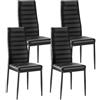 VEVOR Sedia da Pranzo Moderna 465 x 405 x 970 mm Elegante Sedia Laterale Imbottita in Pelle, 4 Pezzi, Capacità di Carico 136 kg per Tavoli da Pranzo, con Cuscini Spessi e Gambe in Metallo, Nero