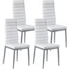 VEVOR Sedia da Pranzo Moderna 465 x 405 x 970 mm Elegante Sedia Laterale Imbottita in Pelle, 4 Pezzi, Seduta Comoda, Capacità di Carico 136 kg con Cuscini Spessi e Gambe in Metallo, Bianche