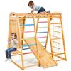 VEVOR Parco Giochi al Coperto, Parco Giochi in Legno, Set da Gioco Montessori da 113 kg con Altalena, Barra di Scimmia, Scivolo, Scala in Legno, Scala di Corda, Rete da Arrampicata e Roccia