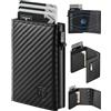 TEEHON Portafoglio Uomo RFID Bloccante Pelle Sintetica, Portafoglio Uomo Slim con Porta Carte di Credito, con Scomparto Banconote, Tasca Monete & Finestra ID Chiusura a Bottone - Nero (Minimalista)