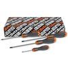 Beta 1202E/S4 - Set 4 Giraviti Evox con impronta a croce Phillips®, Acciaio Cromato Punta Nera, Impugnatura Bi-materiale Ergonomica, Misure PH0‑PH3 (60-150 mm) - Utensili Professionali