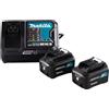 Makita Kit Alimentazione Li 12V 4Ah nero blu 2x batteria BL1041B 1x caricabatterie rapi