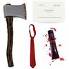 I LOVE FANCY DRESS LTD Set di Accessori di Patrick Bateman - Ascia Sanguinosa, Cravatta Rossa, Biglietto da Affari, Sangue Falso - Costume da Adulto Psycho Americano per TV & Film, Halloween