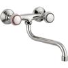 FERROELETTRA Rubinetto da Cucina a Parete GLADY - Gruppo Lavello 2 Manopole - Canna Girevole - Finitura Cromata - Completo di Accessori - 1 Pezzo