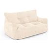 Pamapic Poltrona Sacco Doppia, Pouf Poltrona Gigante con Imbottitura Inclusa, Pouf Sacco con Maniglia Portatile, Bean Bag Interno per Soggiorno, Camera da Letto, Sala giochi,Beige