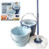Casabella Clean Water - Mocio rotante in microfibra, con sistema a 2 secchi, colore: blu/bianco