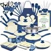 NutriChef Set 54 Pezzi Professionale con Pentole, Padelle e Teglie da Forno in Ceramica Antiaderente, Compatibile con Piani Cottura a Induzione