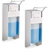 Relaxdays Dispenser Sapone a Muro, Set da 2, 500 ml Ciascuno, Erogatore Disinfettante a Parete, Dosatore Manuale, Bianco