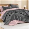 Litanika Set copripiumino grigio king size (304 x 225 cm), 3 pezzi (1 trapunta grigia, 2 federe), copriletto trapuntato, per tutte le stagioni, leggero in microfibra piuma, alternativo