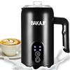 BAKAJI Montalatte Elettrico 4 in 1, Cappuccinatore Automatico 350 ml, Schiumatore per Schiuma Latte, Funzionamento Silenzioso, Ideale Cappuccino Caldo o Freddo, Caffè Macchiato, Acciaio Inossidabile