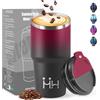 HoneyHolly Termos Caffè 600 ML, Tazza termica Riutilizzabili Prova di Perdite, Bicchiere Termico, Acciaio Inox 304, Travel Mug per Caffè Caldo e Freddo, Latte e Tè