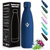 HoneyHolly Borraccia Termica Bambini, Senza BPA, Borraccia Termiche, 500ML Acciaio Inossidabile 18/8, Bottiglia Termica A Prova di Perdite, Termos per Scuola, Campeggio, Sport-Blu Scuro