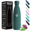 HoneyHolly Borraccia Termica Bambini, Senza BPA, Borraccia Termiche, 500ML Acciaio Inossidabile 18/8, Bottiglia Termica A Prova di Perdite, Termos per Scuola, Campeggio, Sport-Verde Militare