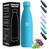 HoneyHolly Borraccia Termica Bambini, Senza BPA, Borraccia Termiche, 500ML Acciaio Inossidabile 18/8, Bottiglia Termica A Prova di Perdite, Termos per Scuola, Campeggio, Sport-Azzurro