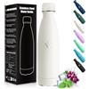 HoneyHolly Borraccia Termica Bambini, Senza BPA, Borraccia Termiche, 500ML Acciaio Inossidabile 18/8, Bottiglia Termica A Prova di Perdite, Termos per Scuola, Campeggio, Sport-Bianco Crema