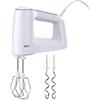 Braun HM3100WH MultiMix 3 Sbattitore Elettrico, Mixer ad Immersione, Impugnatura Antiscivolo, 5 velocità+Turbo, Dotata di 2 fruste e 2 ganci, Leggero, Sistema Easyclick, Potenza 500W, Plastica, Bianco